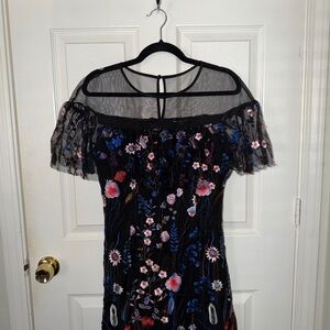 Gianni Bini Black Floral Midi Dress